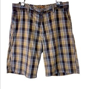 Men’s Flat Front Plaid Shorts by Blue Size 34